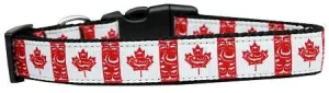 Canadian Flag in Swirls Nylon Dog Collar Medium