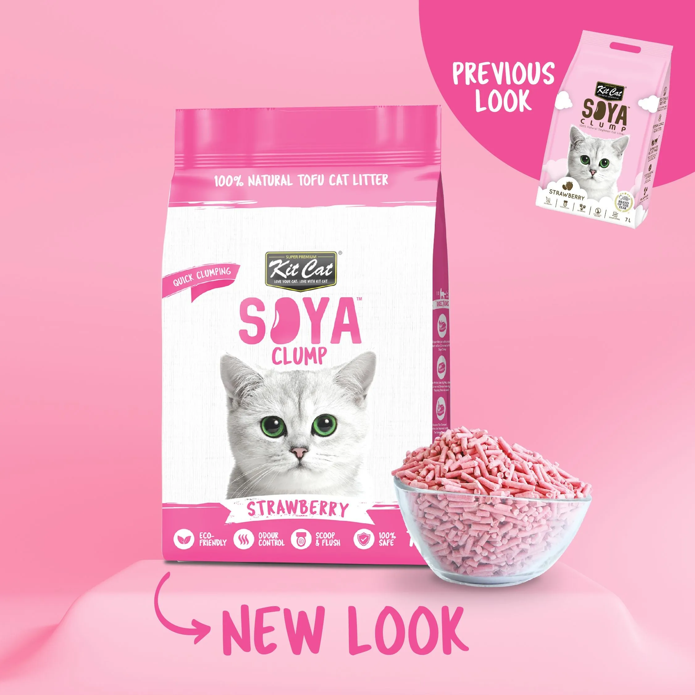 [CTN OF 6] Kit Cat Soya Clump Cat Litter - Strawberry (6x7L)