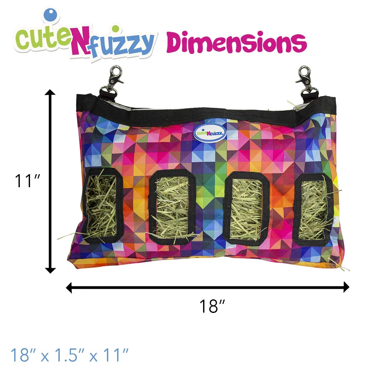 CuteNfuzzy Small Pet Medium Hay Bag for Guinea Pigs and Rabbits with 6 Month Warranty 18x11x1.5"