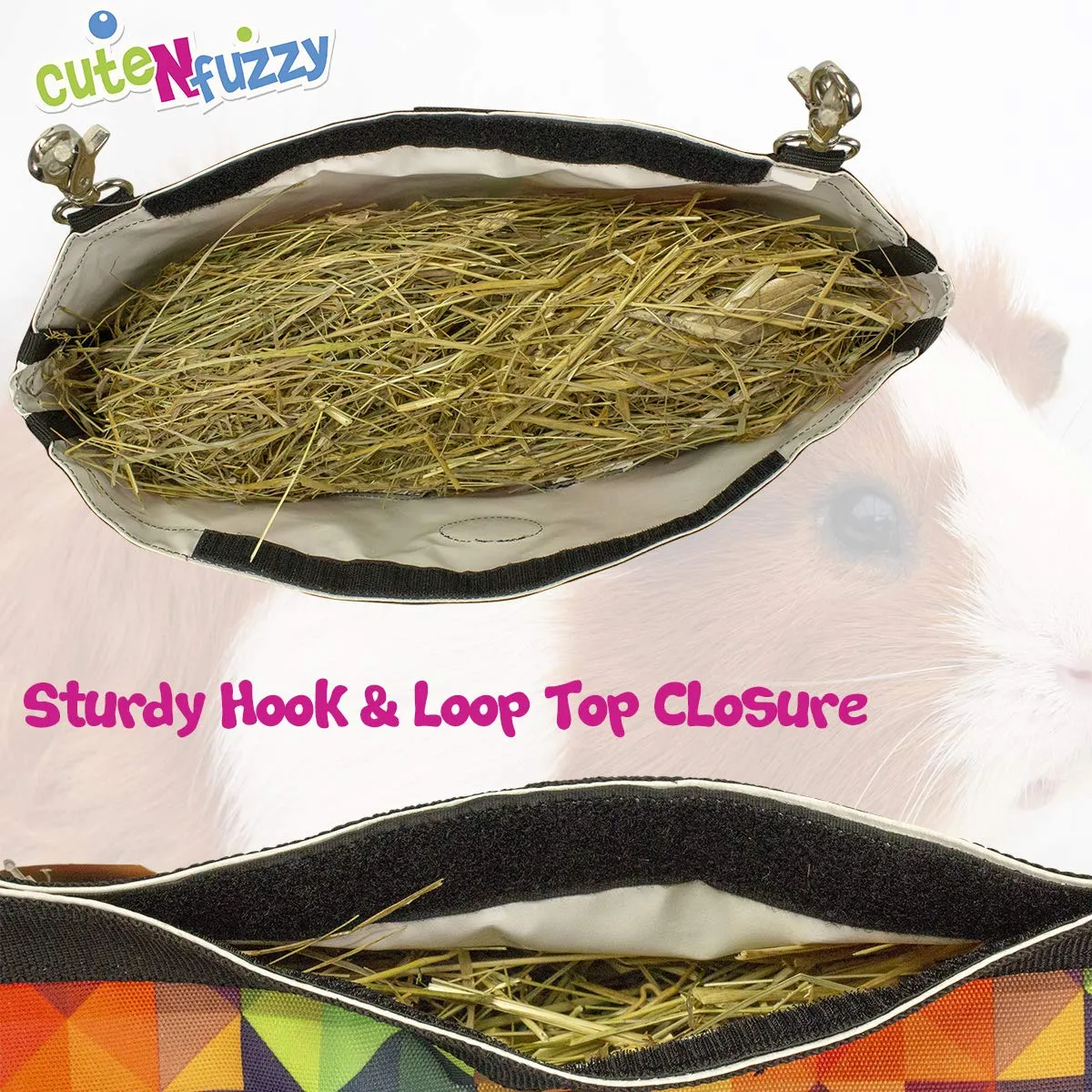 CuteNfuzzy Small Pet Medium Hay Bag for Guinea Pigs and Rabbits with 6 Month Warranty 18x11x1.5"
