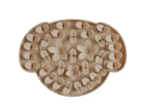 Dexypaws Dog Head Hide and Seek Silicone Snuffle Mat, Beige Cat & Dog