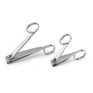 EZ Grip Nail Clipper, Premier Nail Clipper, Scissor Grip Nail Clipper, Sharp Stainless Steel Blade for Finger Nail,Toe Nail Clippers Set for Women and Man, Silver - 2 Pack (Large and Small)