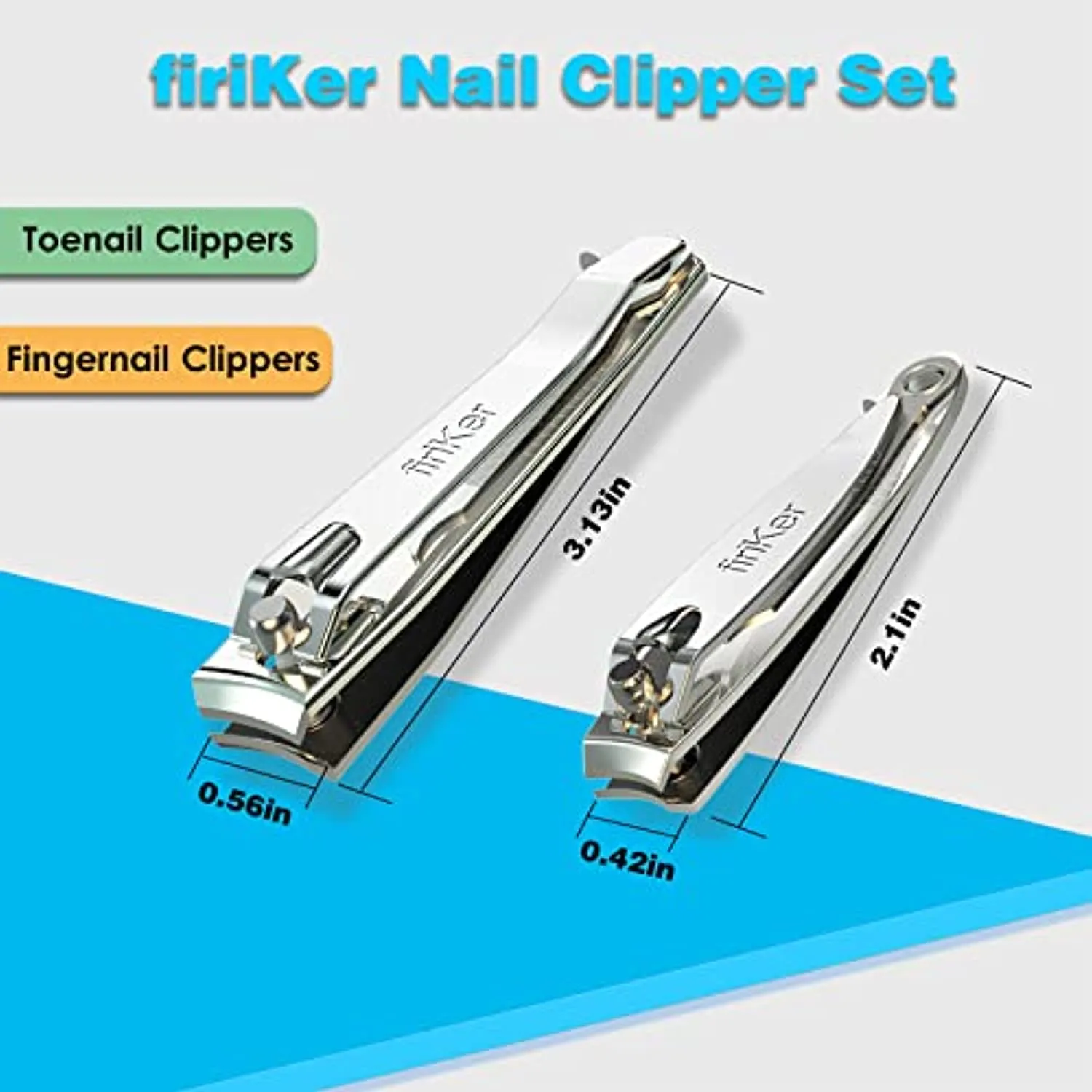 firiKer Nail Clipper Set,Premium Stainless Steel Fingernail and Toenail Clipper Cutters, Fingernail Clipper Cutters Sets with Nail File Sharp,Effortless Stainless Steel Nail Clippers for Men & Women