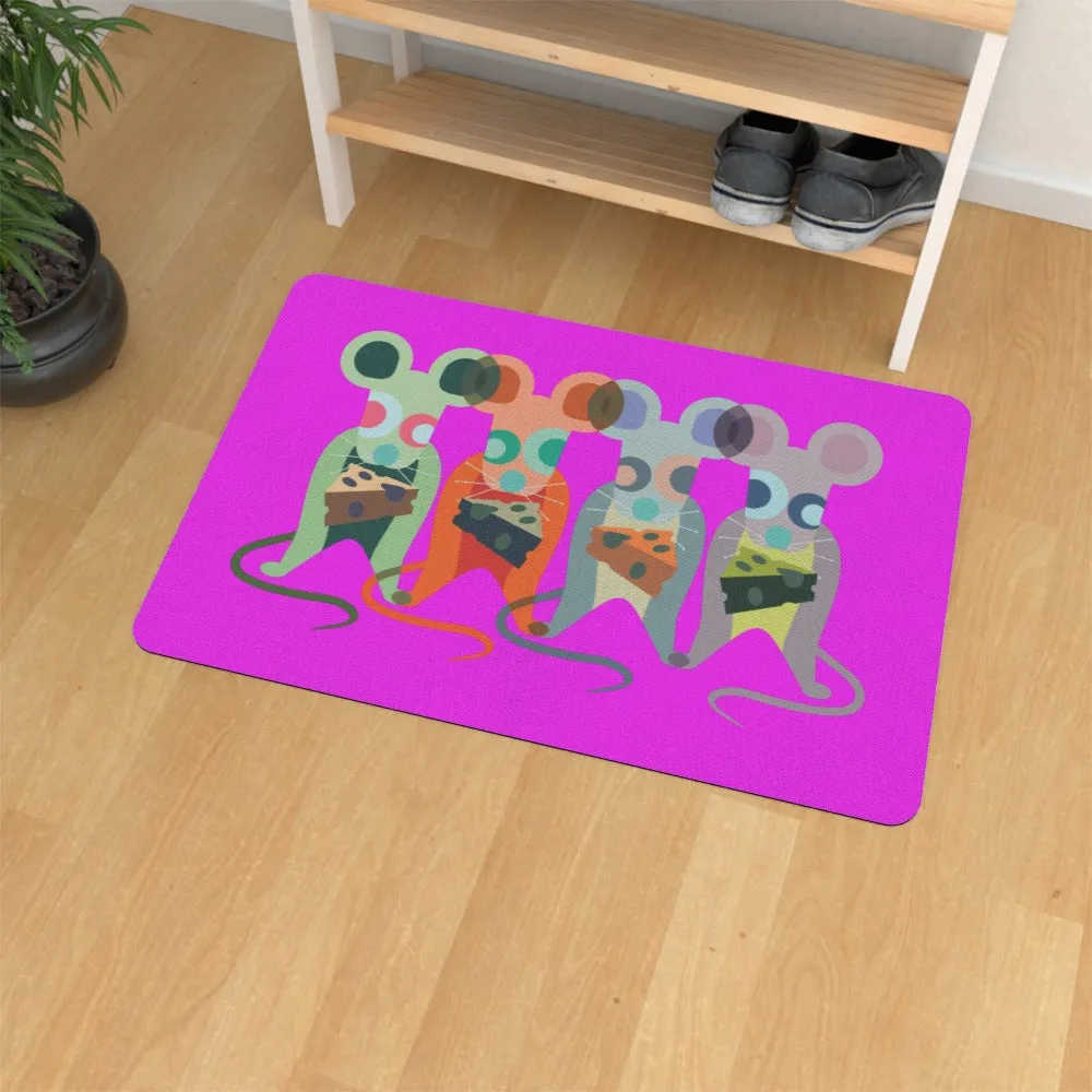 Floor Mats - Mice on Pink