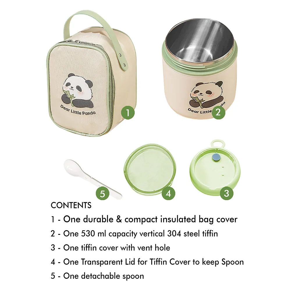 Little Surprise Box Panda , Stainless Steel Soup Box /Tiffin with Insulated Vertical Tiffin Bag with detachable Spoon for Kids and Adults.