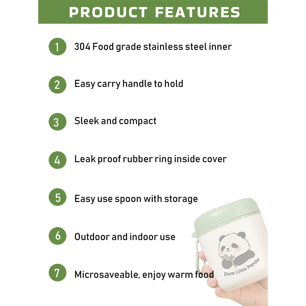 Little Surprise Box Panda , Stainless Steel Soup Box /Tiffin with Insulated Vertical Tiffin Bag with detachable Spoon for Kids and Adults.