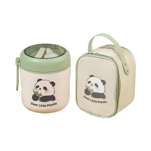 Little Surprise Box Panda , Stainless Steel Soup Box /Tiffin with Insulated Vertical Tiffin Bag with detachable Spoon for Kids and Adults.