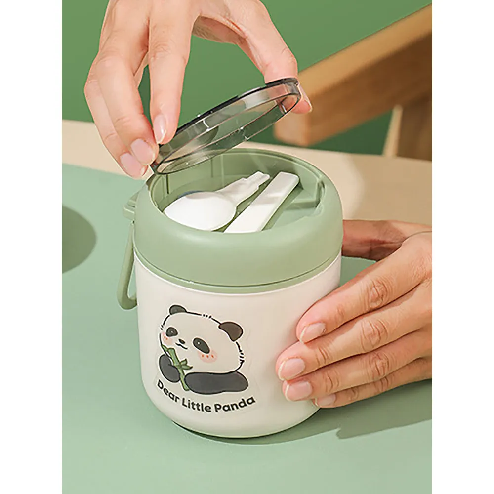 Little Surprise Box Panda , Stainless Steel Soup Box /Tiffin with Insulated Vertical Tiffin Bag with detachable Spoon for Kids and Adults.