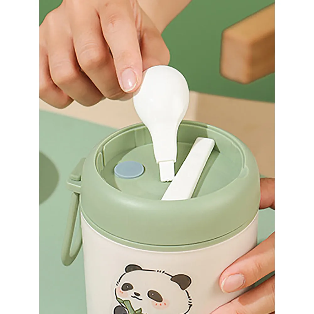 Little Surprise Box Panda , Stainless Steel Soup Box /Tiffin with Insulated Vertical Tiffin Bag with detachable Spoon for Kids and Adults.
