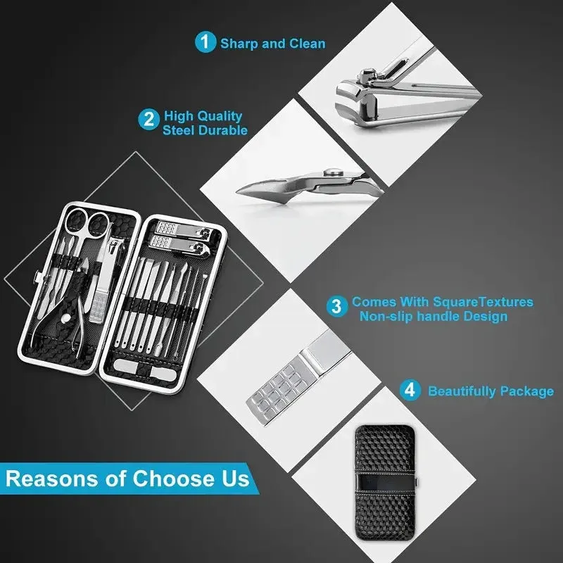 Manicure Set Nail Clippers Pedicure Kit | 18 Pieces Stainless Steel Manicure Kit Professional Grooming Kits | Nail Care Tools With Luxurious
