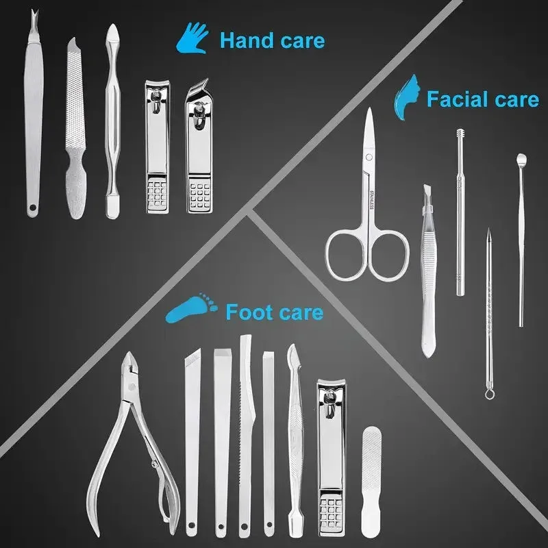 Manicure Set Nail Clippers Pedicure Kit | 18 Pieces Stainless Steel Manicure Kit Professional Grooming Kits | Nail Care Tools With Luxurious