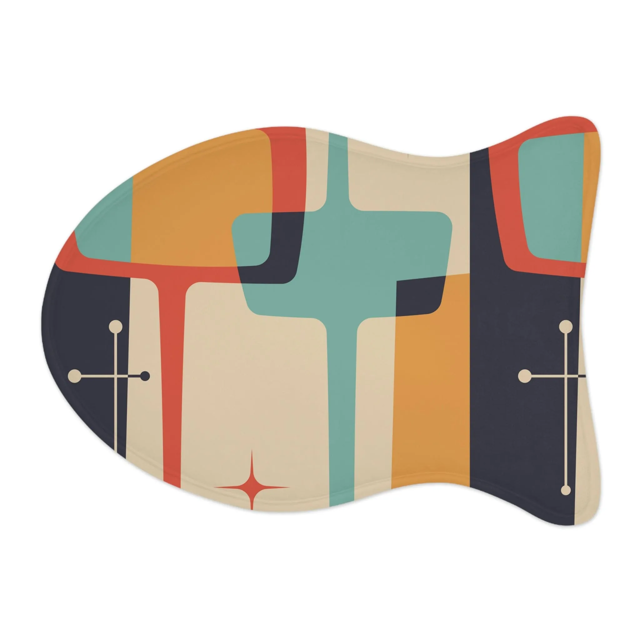 Mid Century Modern, Beige, Charcoal Gray, Mustard Yellow, Aqua Retro, Dog, Cat Pet Feeding Mats