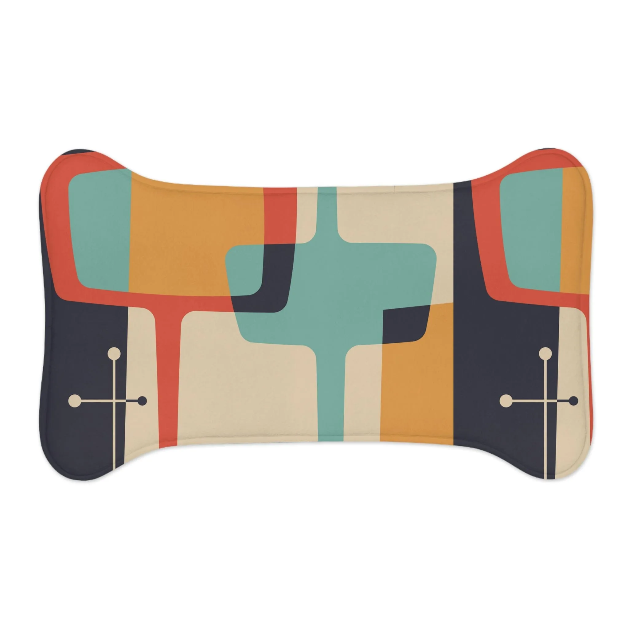 Mid Century Modern, Beige, Charcoal Gray, Mustard Yellow, Aqua Retro, Dog, Cat Pet Feeding Mats