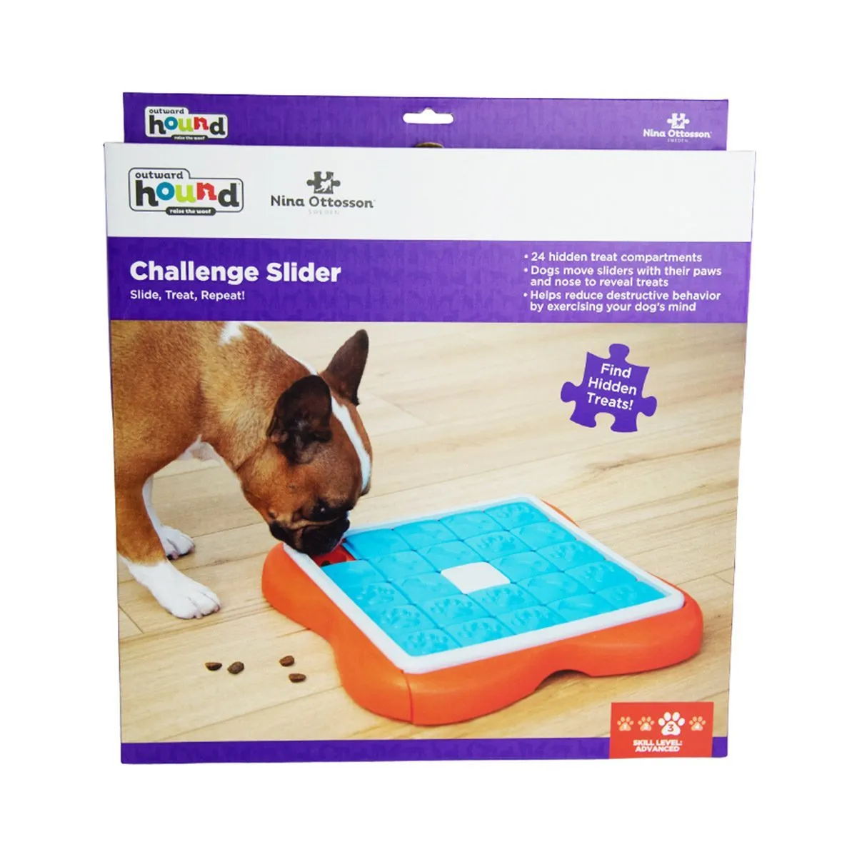Outward Hound Nina Ottosson Challenge Slider Puzzle Feeder Dog Toy^^^