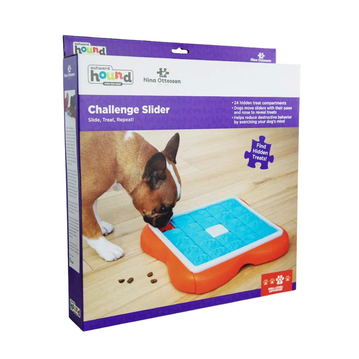 Outward Hound Nina Ottosson Challenge Slider Puzzle Feeder Dog Toy^^^