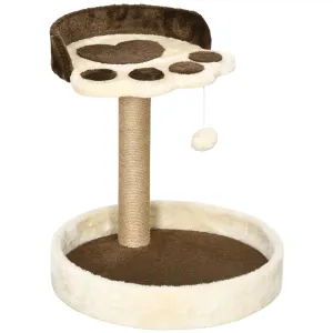 PawHut 44cm Cat Tree with Sisal Cat Scratching Post, Toy Ball - Brown