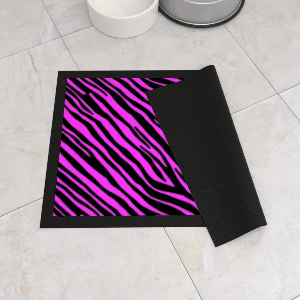 Pet Bowl Mats - Pink Zebra