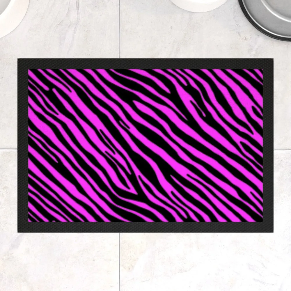 Pet Bowl Mats - Pink Zebra