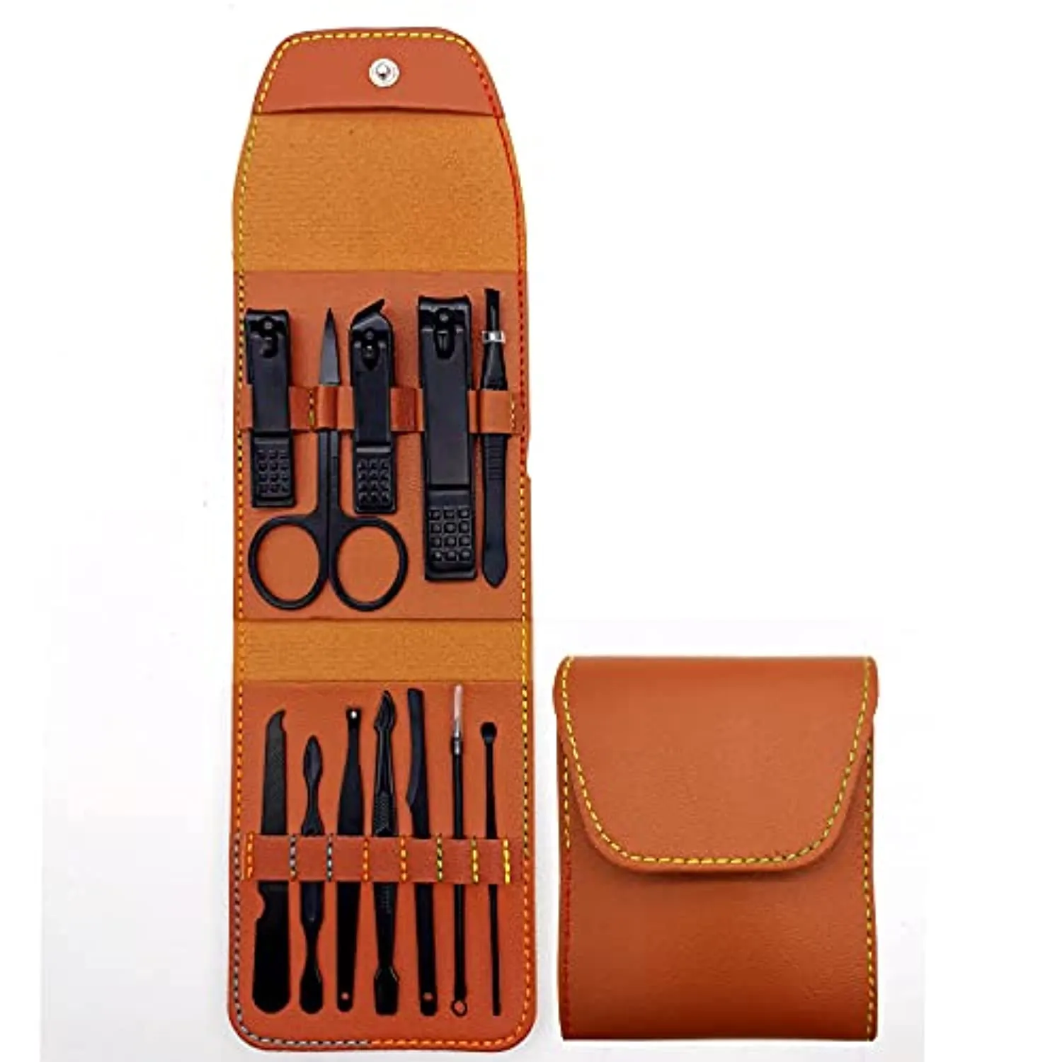 Professional Beauty Gift Bag Nail Clippers Sets High Precisio Stainless Steel Nail Cutter Pedicure Kit Nail File Sharp Nail Scissors and Nail Trimmer Clipper Manicure Pedicure Kit Fingernails (brown)