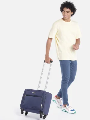 Unisex Navy Blue Solid Overnighter Trolley Bag
