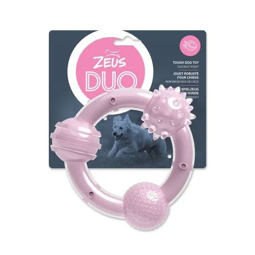 Zeus Lilac Duo Tri-Ring Coconut Flavour Dog Toy - 15cm